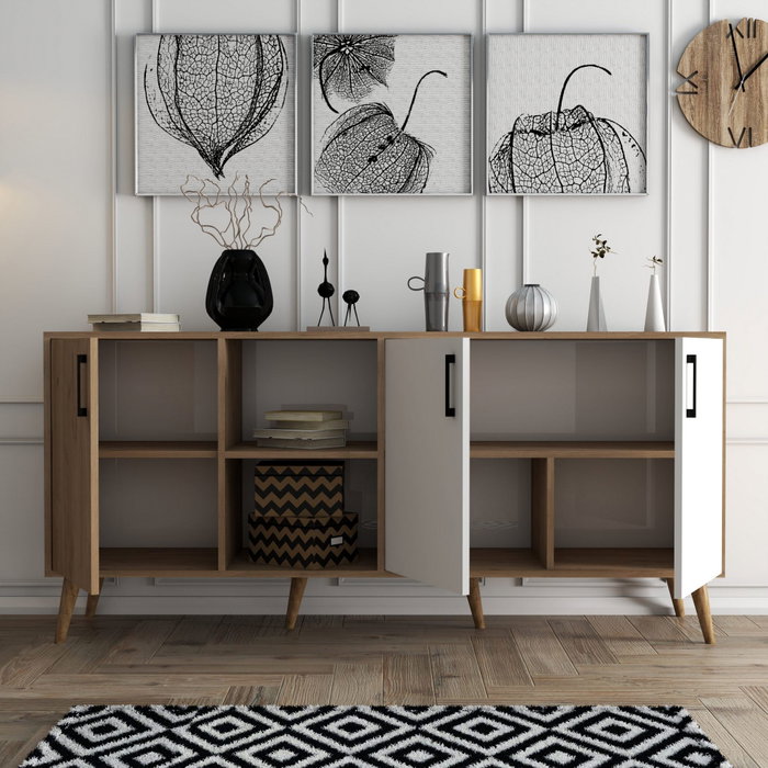 Hanah Home Exxen - 1624 Consola Roble y Blanco